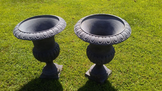 Urns - Short Pair Cast Iron Planter-Jantiques LLC.