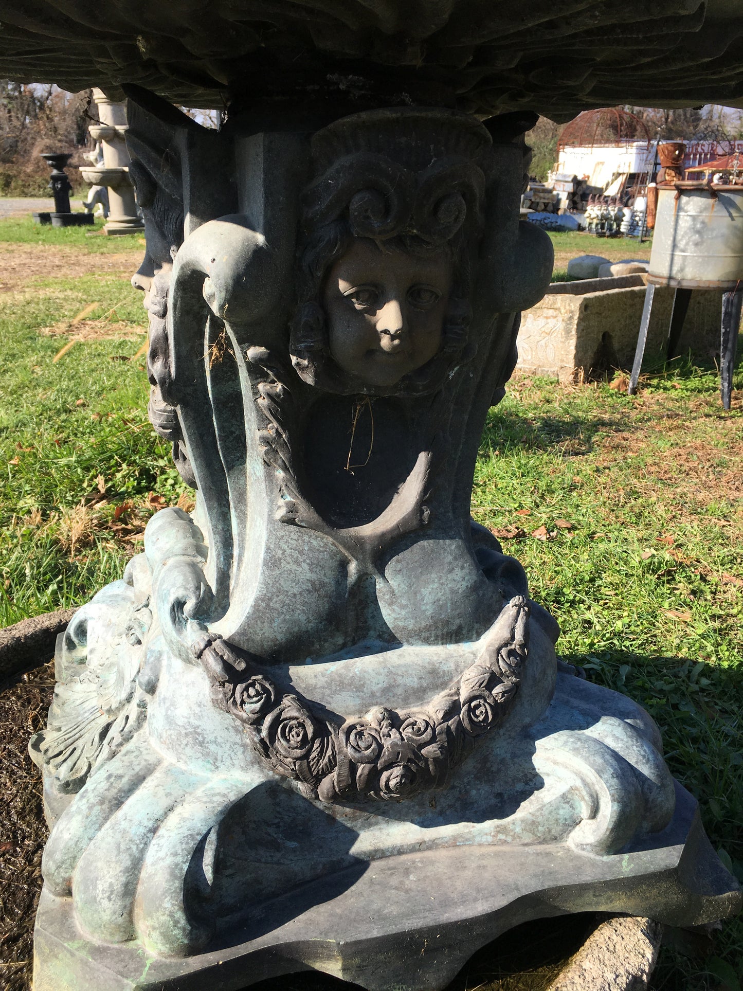 Bronze Lady with Shell 2 Tier Fountain-Jantiques LLC.