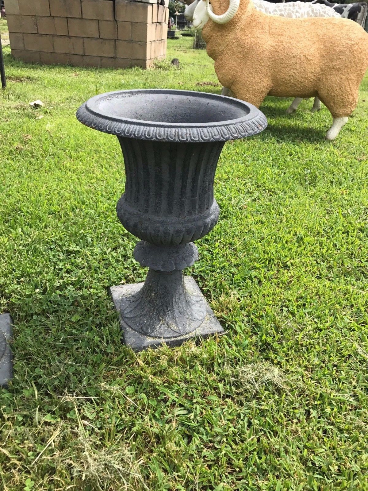 Urns Cast Iron - Pair Flower Planter-Jantiques LLC.