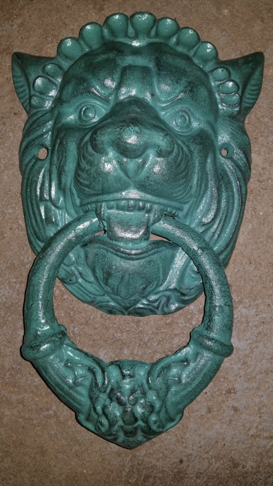 Lion Door Knocker -Cast Iron Gothic Lion Head-Jantiques LLC.