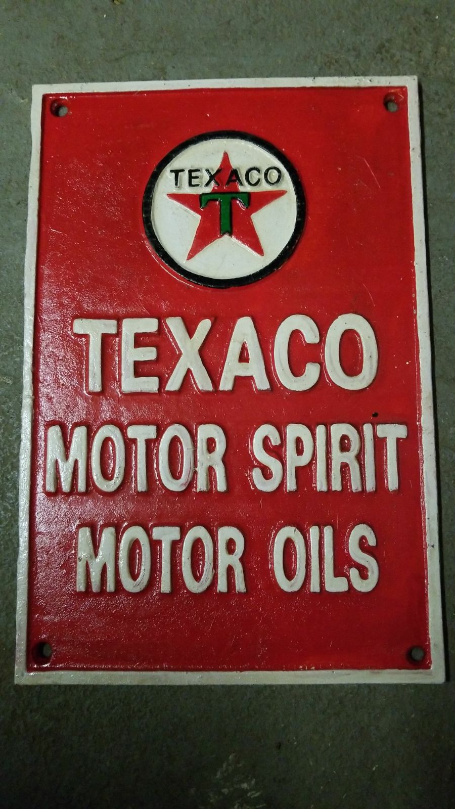 Cast Iron Sign - "TEXACO Motor Spirit Motor Oil"-Jantiques LLC.